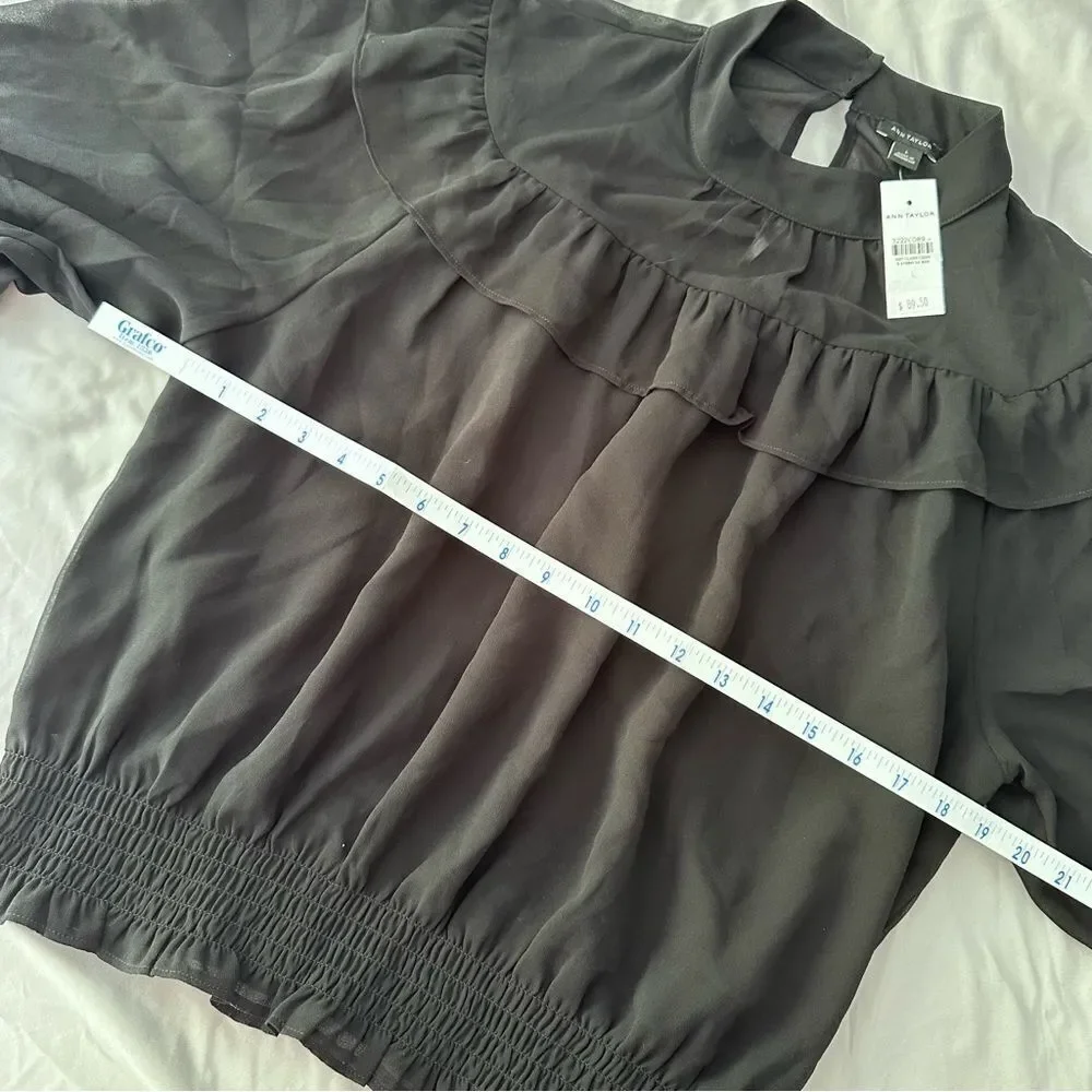NWT! Ann Taylor Ruffle Flowy Peasant Blouse - Picture 6 of 9